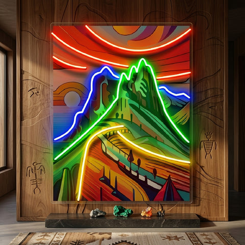 Colorful Mountainscape Abstract Art LED Neon Sign Light Pop Art