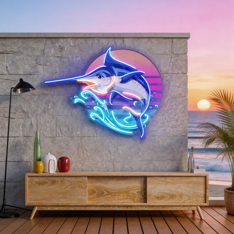 Colorful Ocean Fishing LED Neon Sign Light Pop Art