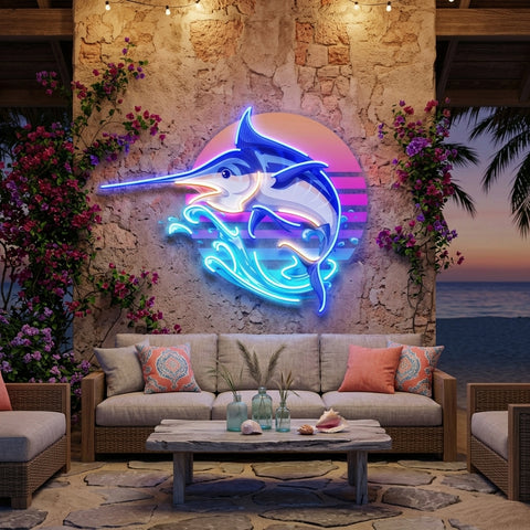 Colorful Ocean Fishing LED Neon Sign Light Pop Art