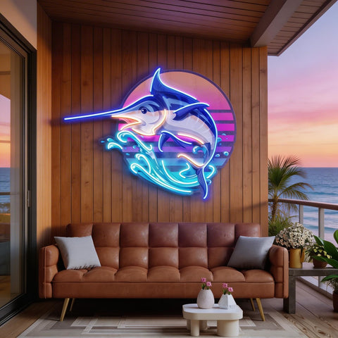 Colorful Ocean Fishing LED Neon Sign Light Pop Art
