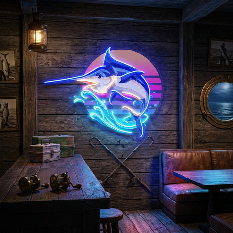 Colorful Ocean Fishing LED Neon Sign Light Pop Art