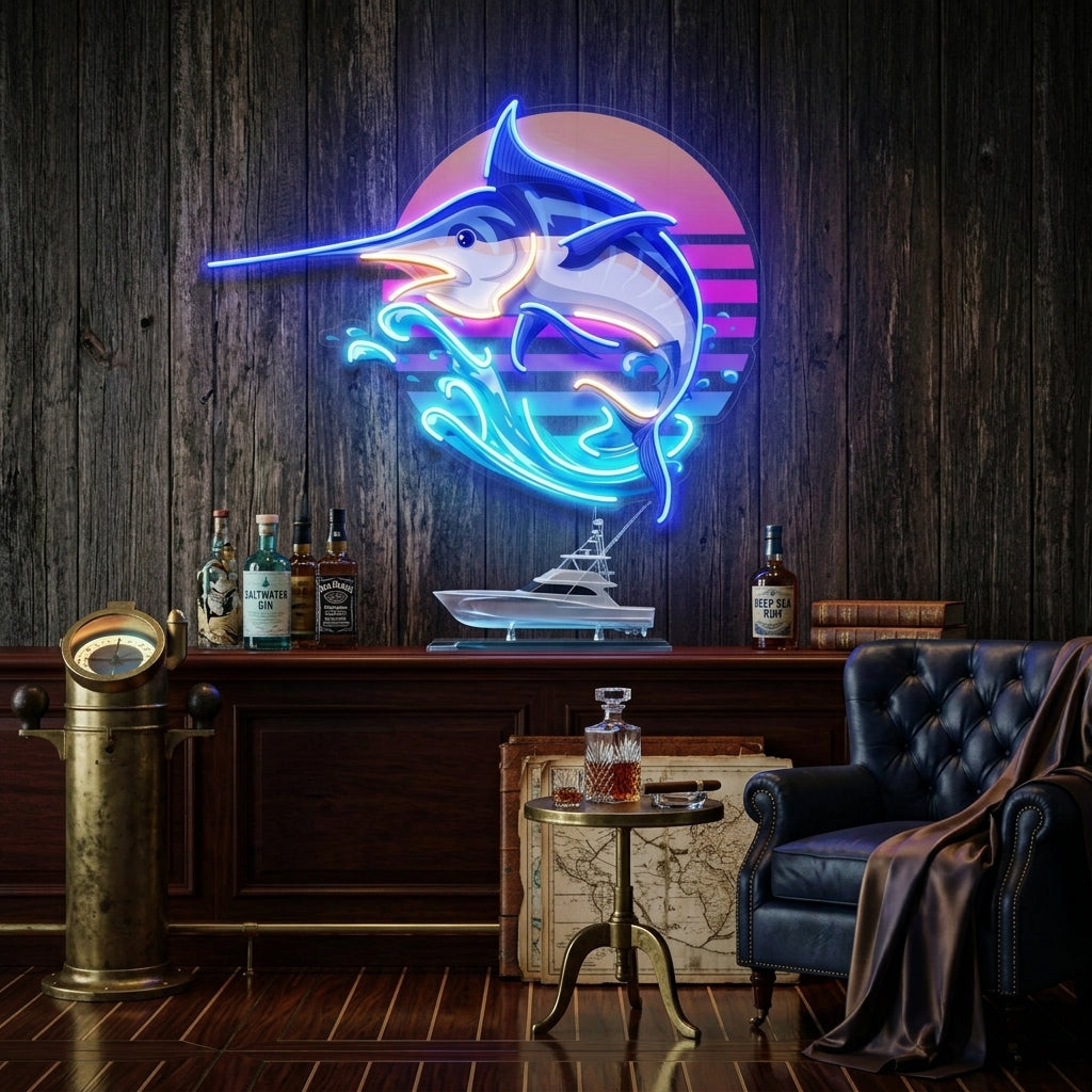Colorful Ocean Fishing LED Neon Sign Light Pop Art