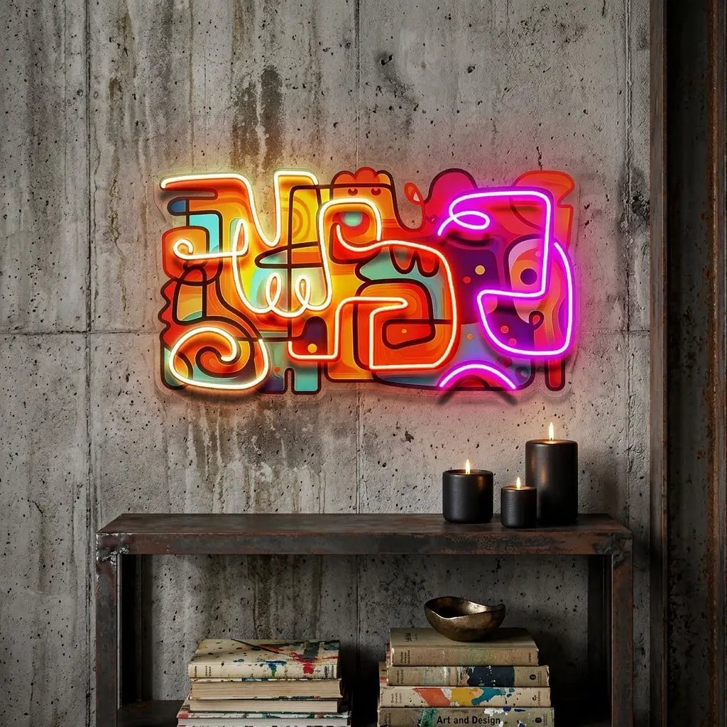Colorful Scribble Abstract Art LED Neon Sign Light Pop Art