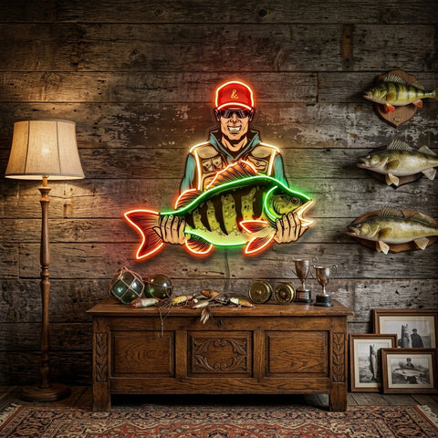 Colorful Fisherman LED Neon Sign Light Pop Art