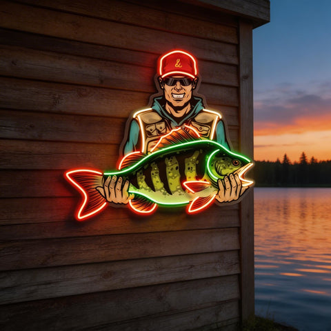 Colorful Fisherman LED Neon Sign Light Pop Art