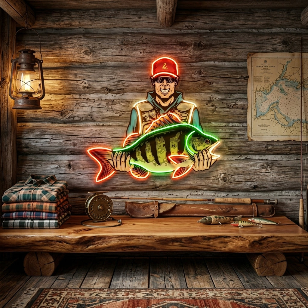 Colorful Fisherman LED Neon Sign Light Pop Art