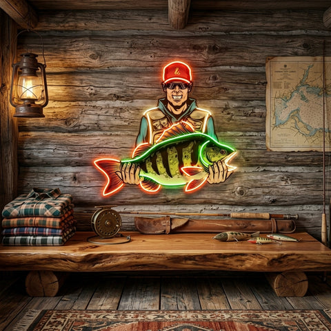 Colorful Fisherman LED Neon Sign Light Pop Art