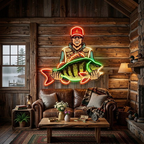 Colorful Fisherman LED Neon Sign Light Pop Art