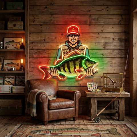 Colorful Fisherman LED Neon Sign Light Pop Art
