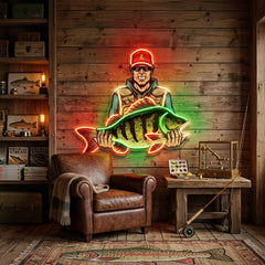 Colorful Fisherman LED Neon Sign Light Pop Art