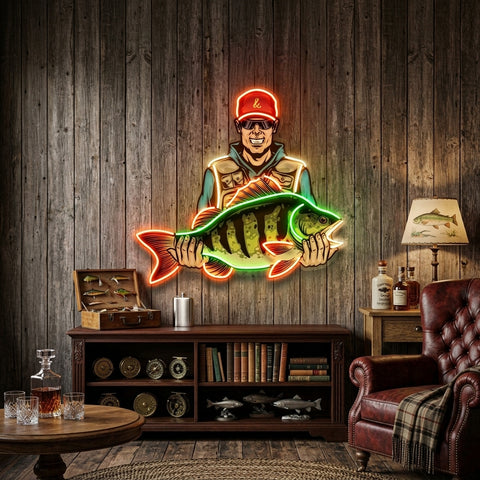 Colorful Fisherman LED Neon Sign Light Pop Art