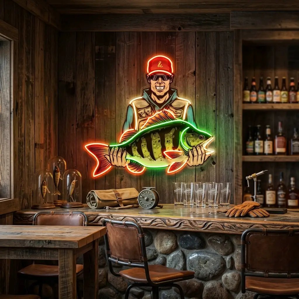 Colorful Fisherman LED Neon Sign Light Pop Art