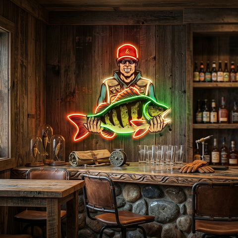 Colorful Fisherman LED Neon Sign Light Pop Art