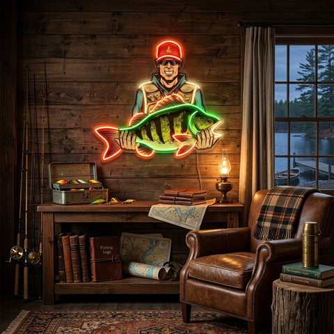 Colorful Fisherman LED Neon Sign Light Pop Art