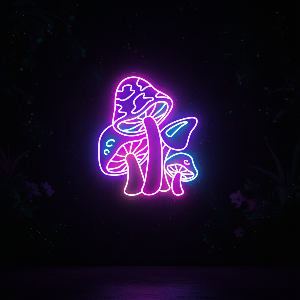 Colorful Mushroom Neon Sign Kids Room Decor Sign