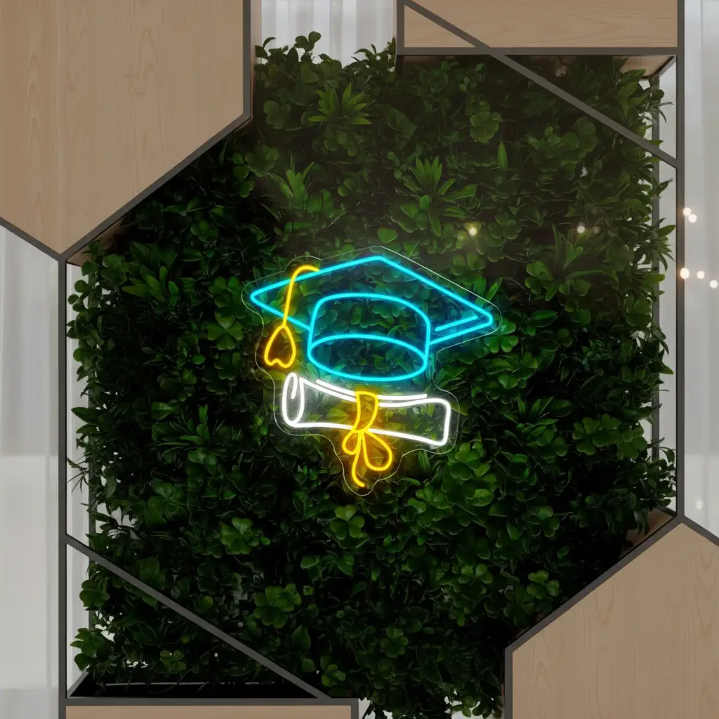 Congrats Grad Led Neon Sign Book and Cap Neon Sign