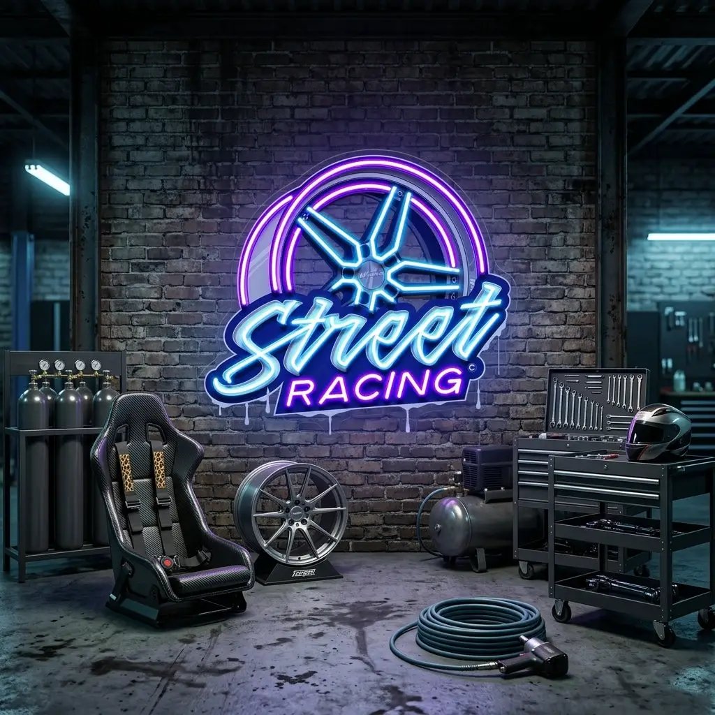 Cool Street Racing Wheel LED Neon Sign Light Pop Art