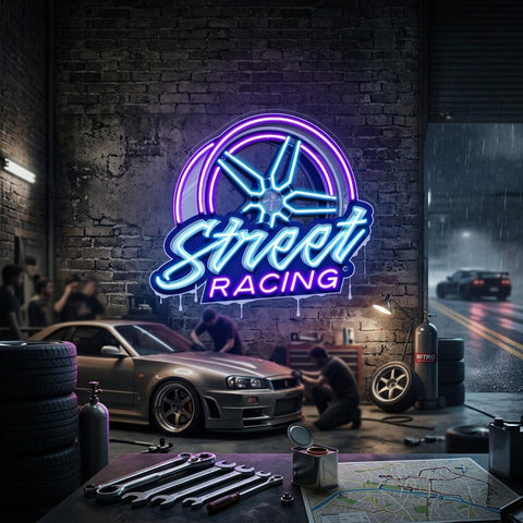 Cool Street Racing Wheel LED Neon Sign Light Pop Art