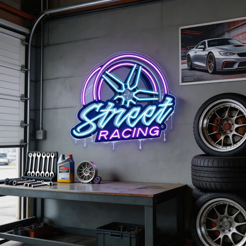 Cool Street Racing Wheel LED Neon Sign Light Pop Art