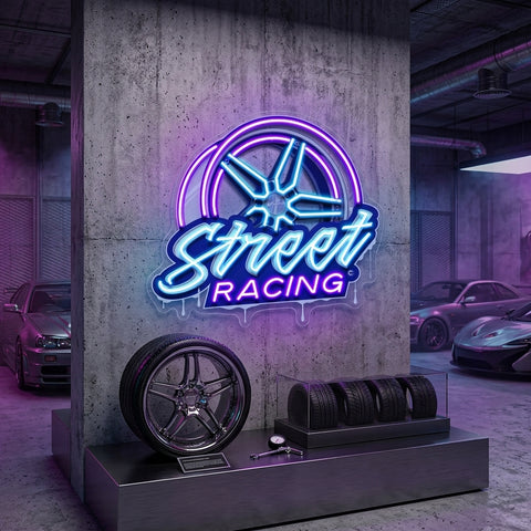 Cool Street Racing Wheel LED Neon Sign Light Pop Art