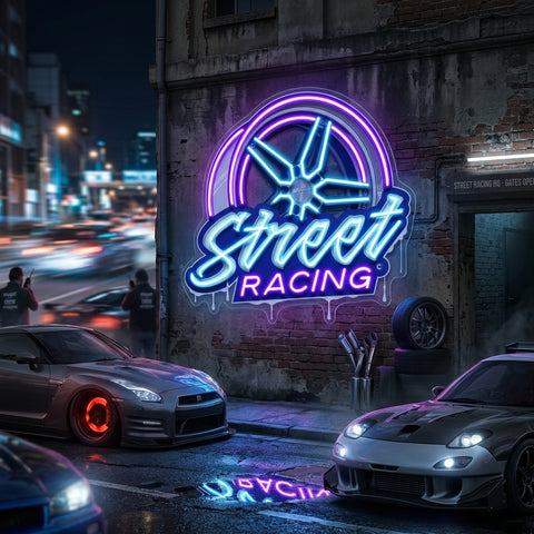 Cool Street Racing Wheel LED Neon Sign Light Pop Art