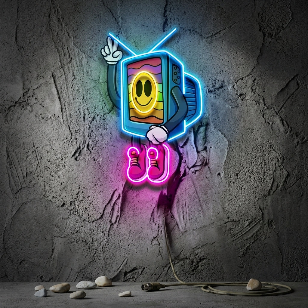Cool Smiley Face Television LED Neon Sign Light Pop Art
