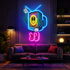 Cool Smiley Face Television LED Neon Sign Light Pop Art