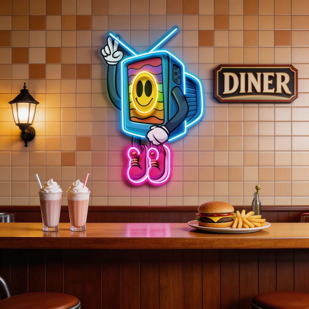 Cool Smiley Face Television LED Neon Sign Light Pop Art