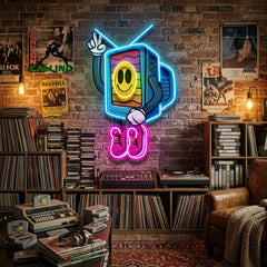 Cool Smiley Face Television LED Neon Sign Light Pop Art