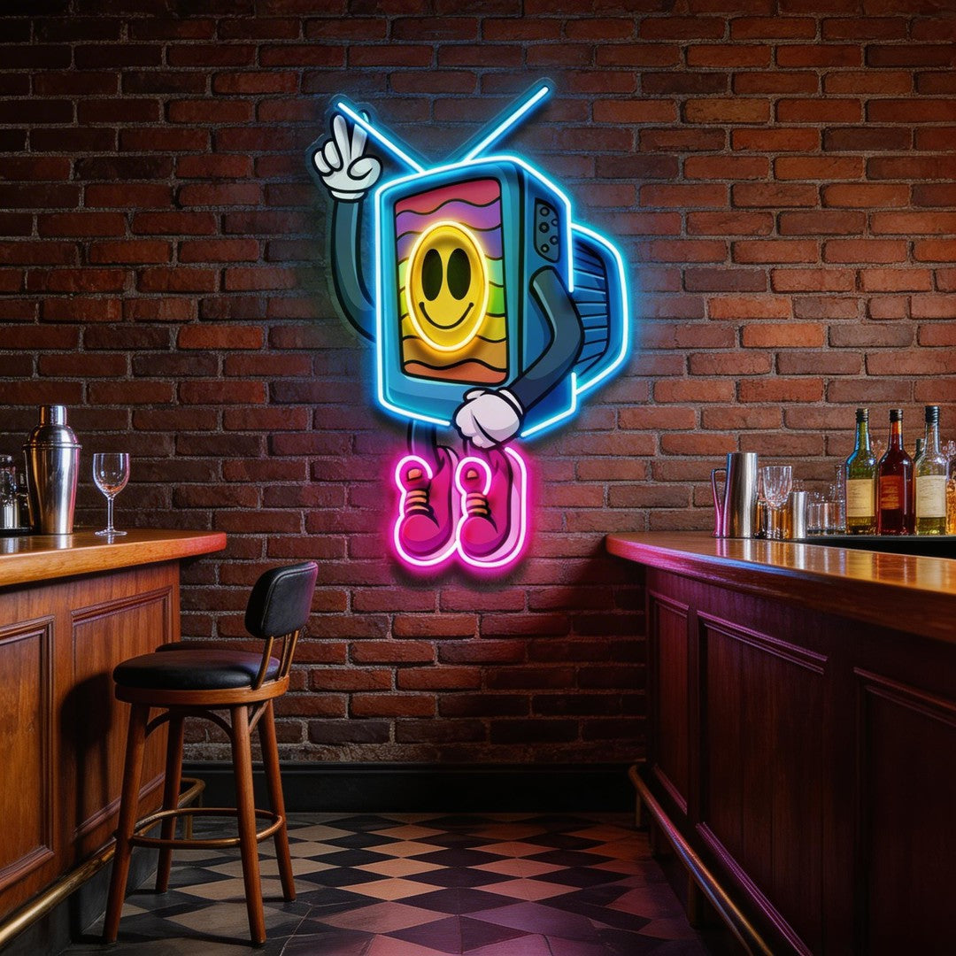 Cool Smiley Face Television LED Neon Sign Light Pop Art