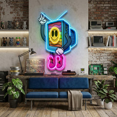 Cool Smiley Face Television LED Neon Sign Light Pop Art