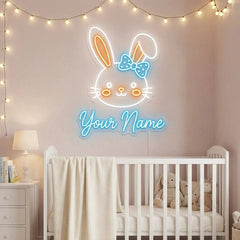 Custom Name Cute Rabbit Face Artwork Led Neon Sign Light