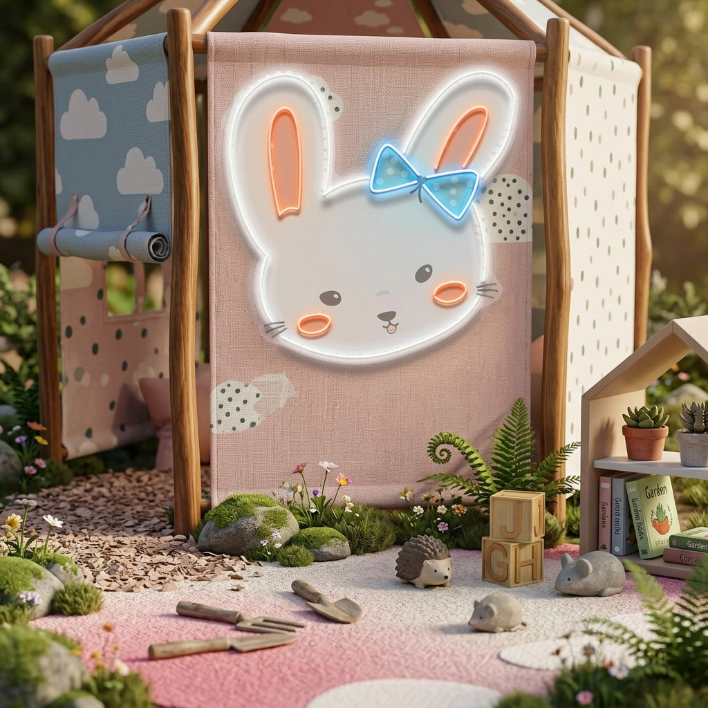 Custom Name Cute Rabbit Face Artwork Led Neon Sign Light