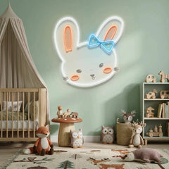 Custom Name Cute Rabbit Face Artwork Led Neon Sign Light