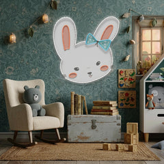 Custom Name Cute Rabbit Face Artwork Led Neon Sign Light