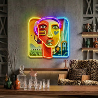 Countryside Girl Portrait Abstract Art LED Neon Sign Light Pop Art