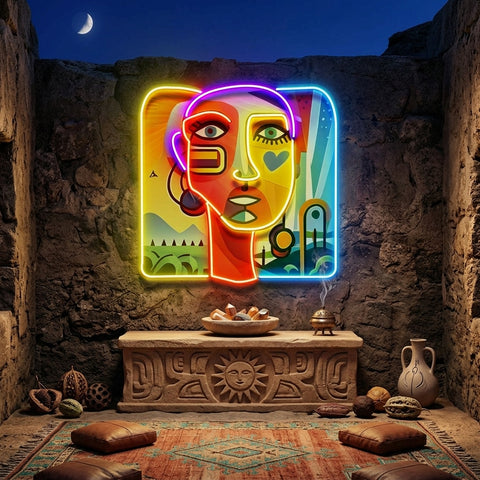 Countryside Girl Portrait Abstract Art LED Neon Sign Light Pop Art