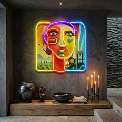 Countryside Girl Portrait Abstract Art LED Neon Sign Light Pop Art