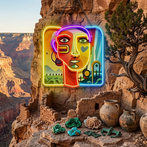 Countryside Girl Portrait Abstract Art LED Neon Sign Light Pop Art