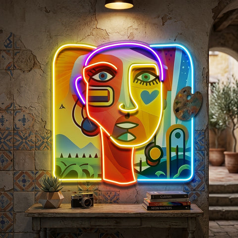 Countryside Girl Portrait Abstract Art LED Neon Sign Light Pop Art