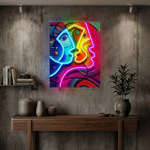 Couple Portrait Painting Abstract Art LED Neon Sign Light Pop Art