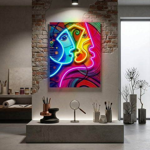 Couple Portrait Painting Abstract Art LED Neon Sign Light Pop Art