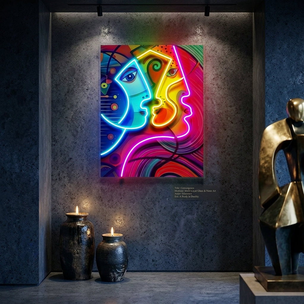 Couple Portrait Painting Abstract Art LED Neon Sign Light Pop Art