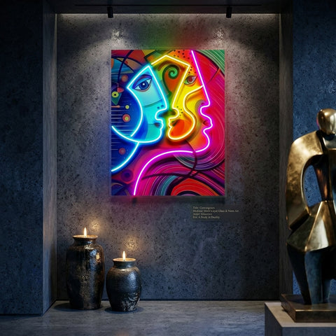 Couple Portrait Painting Abstract Art LED Neon Sign Light Pop Art