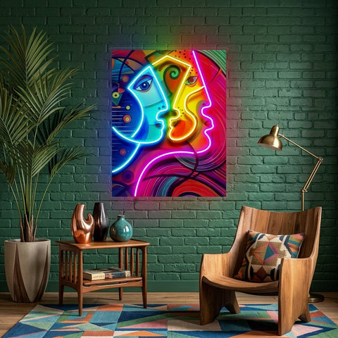 Couple Portrait Painting Abstract Art LED Neon Sign Light Pop Art