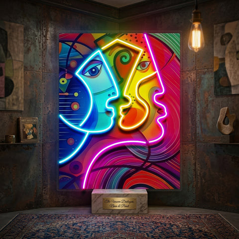 Couple Portrait Painting Abstract Art LED Neon Sign Light Pop Art