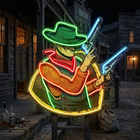 Cowboy Holding Gun LED Neon Sign Light Pop Art