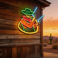 Cowboy Holding Gun LED Neon Sign Light Pop Art
