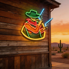 Cowboy Holding Gun LED Neon Sign Light Pop Art
