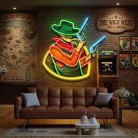 Cowboy Holding Gun LED Neon Sign Light Pop Art